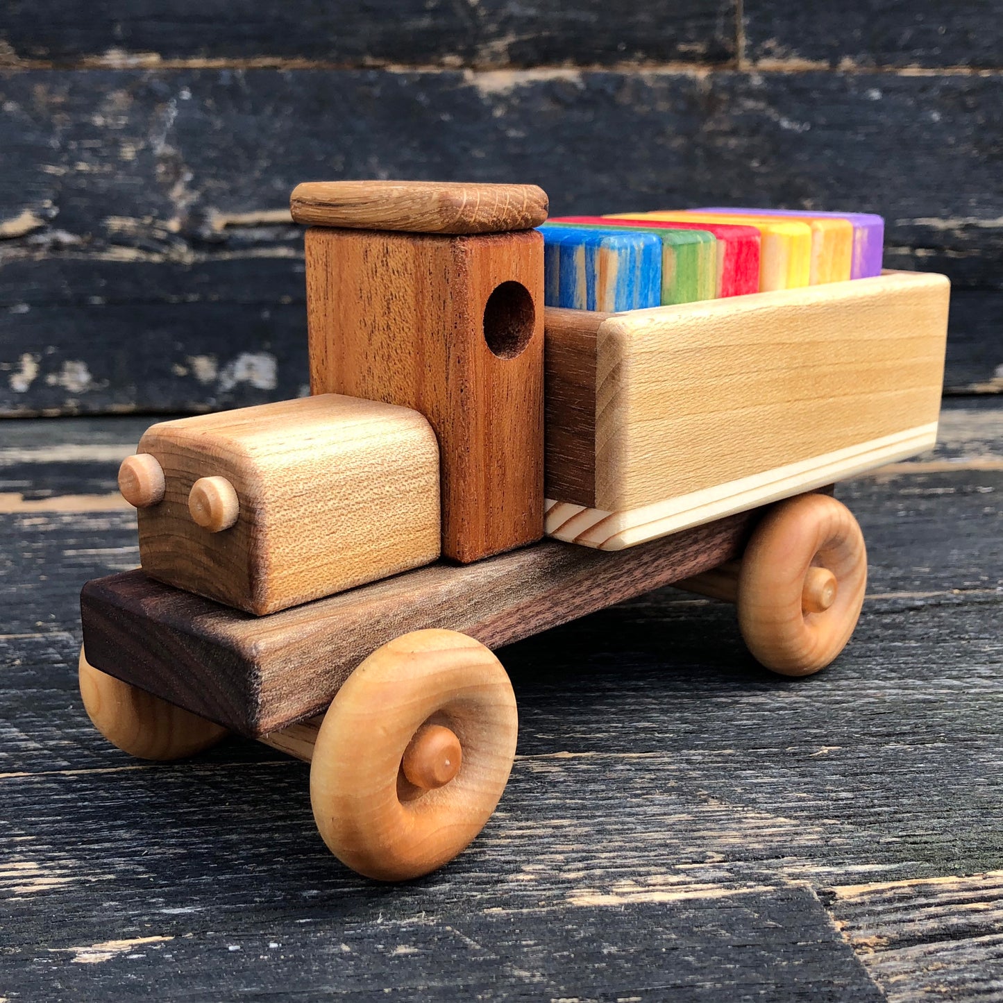 Wooden Toy Truck Colored Blocks