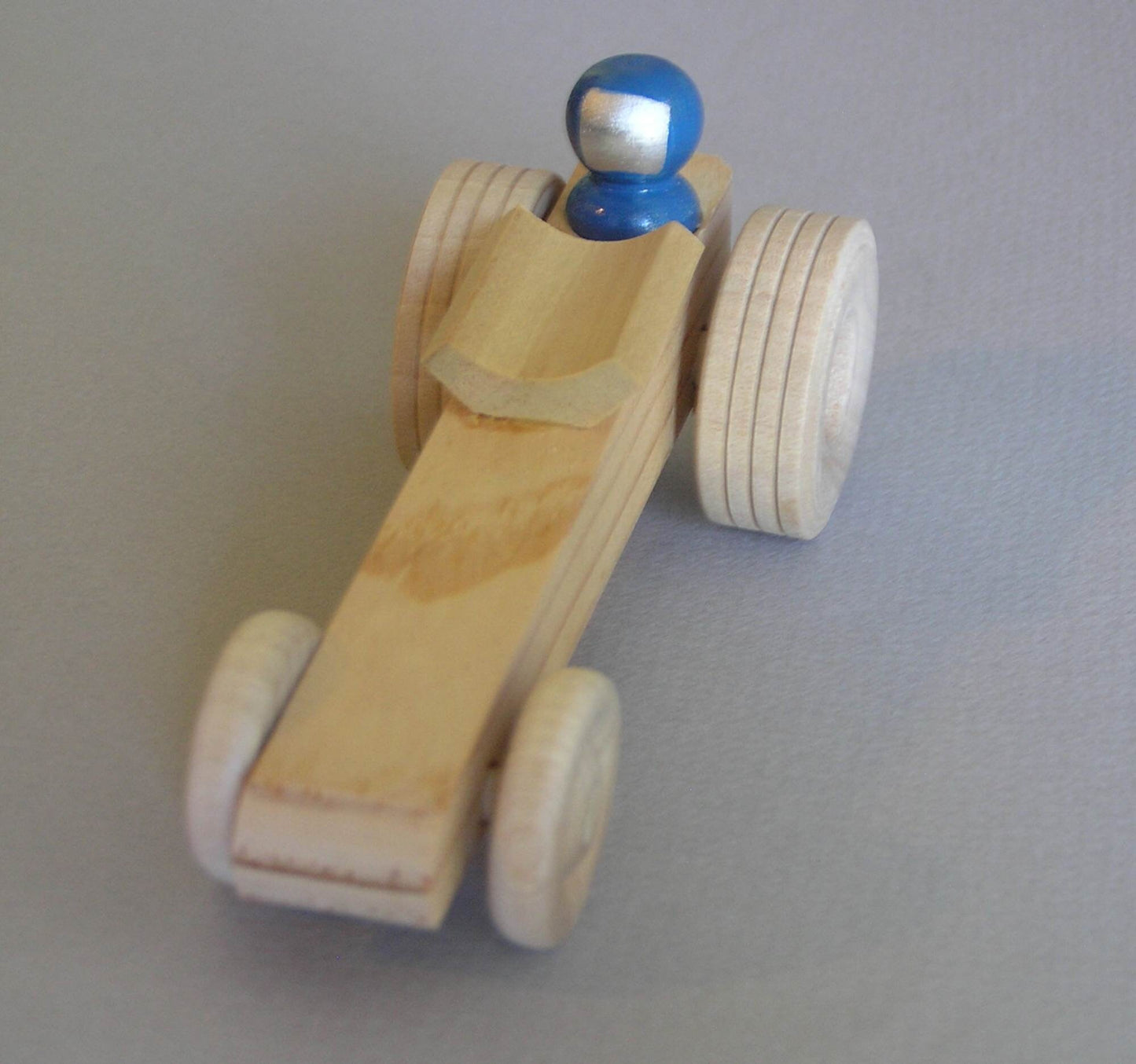 Wooden Toy Drag Racer - Blue Driver
