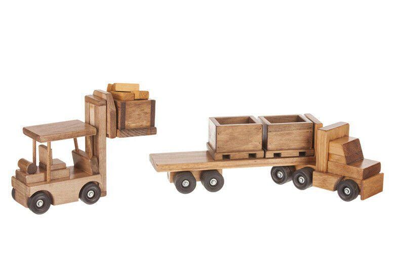Wooden Truck & Bin Trailer with Forklift Toy