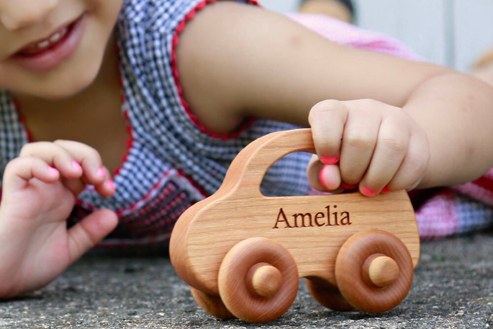Personalized Love Bug Wood Toy Car