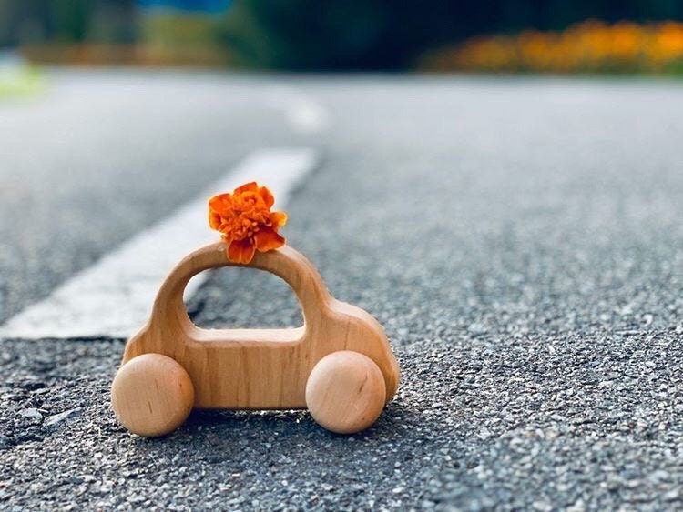 Personalized Wood hand push toy car