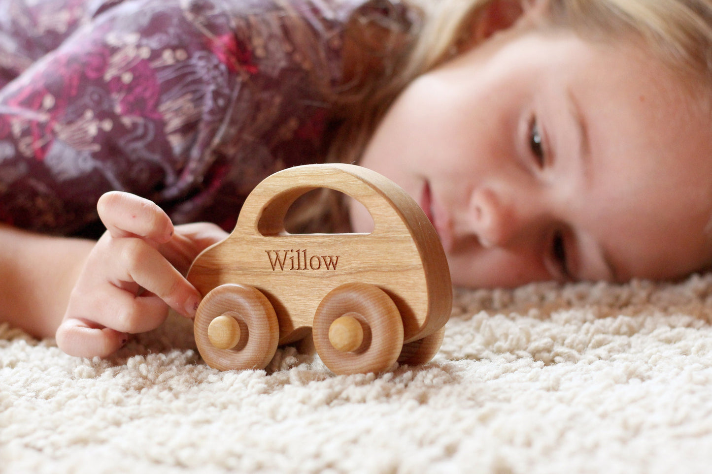 Personalized Love Bug Wood Toy Car