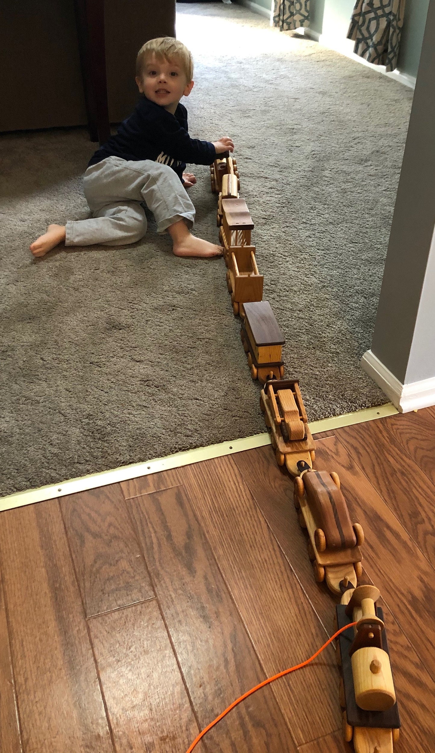 Personalized wooden train toy heirloom hardwood