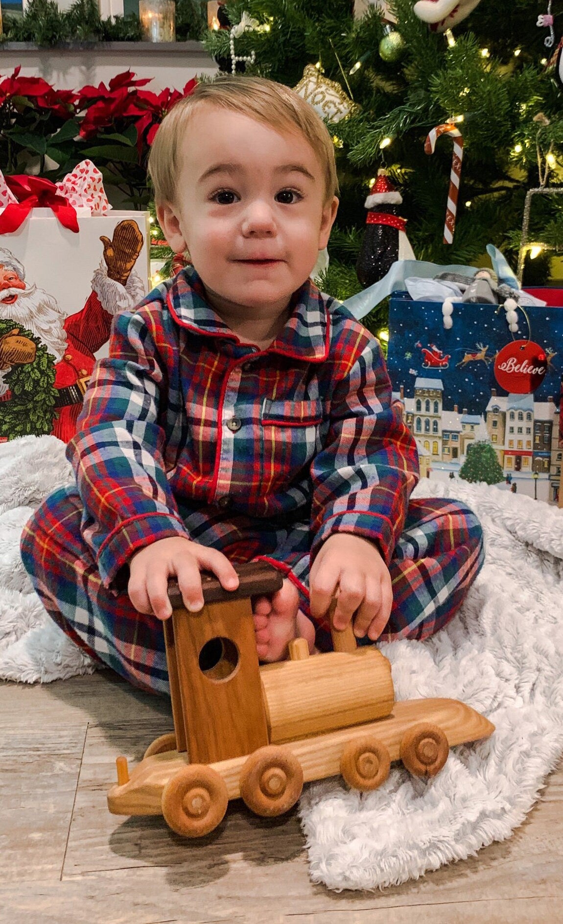 Personalized wooden train toy heirloom hardwood