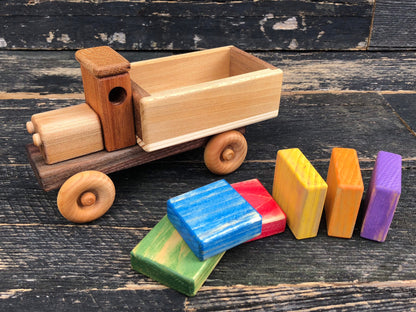 Wooden Toy Truck Colored Blocks