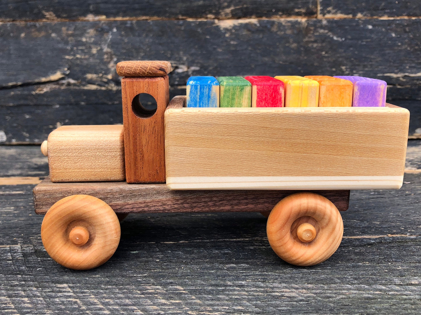 Wooden Toy Truck Colored Blocks