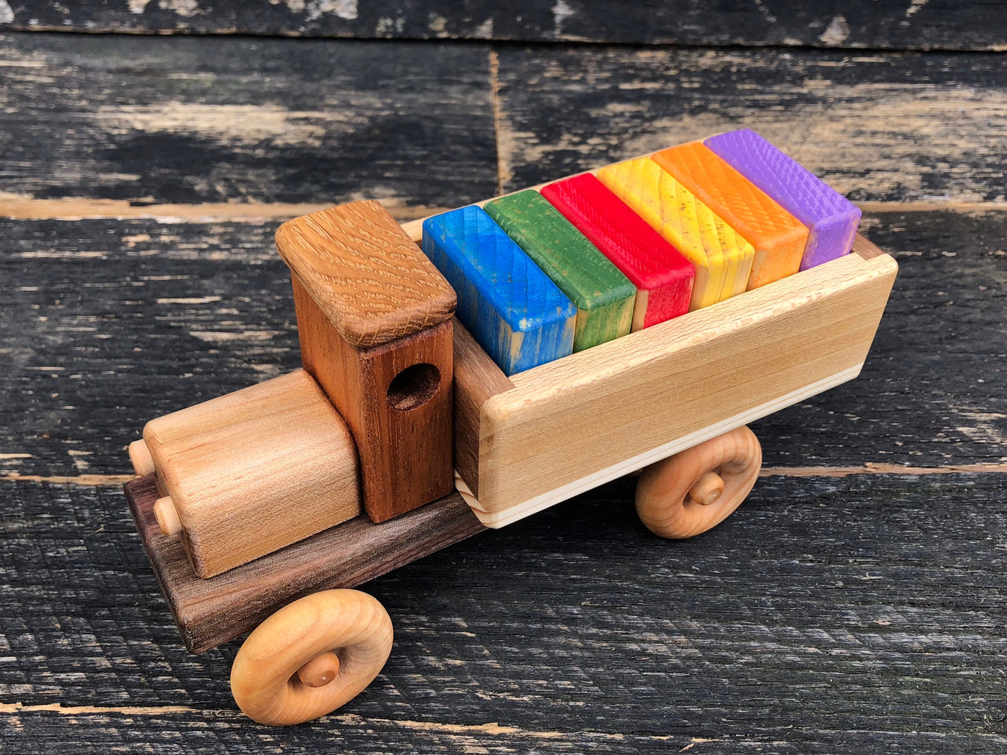 Wooden Toy Truck Colored Blocks
