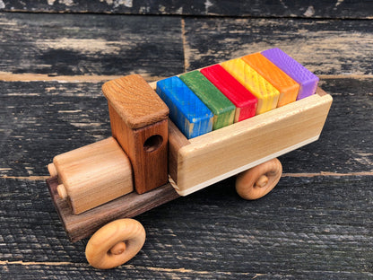 Wooden Toy Truck Colored Blocks