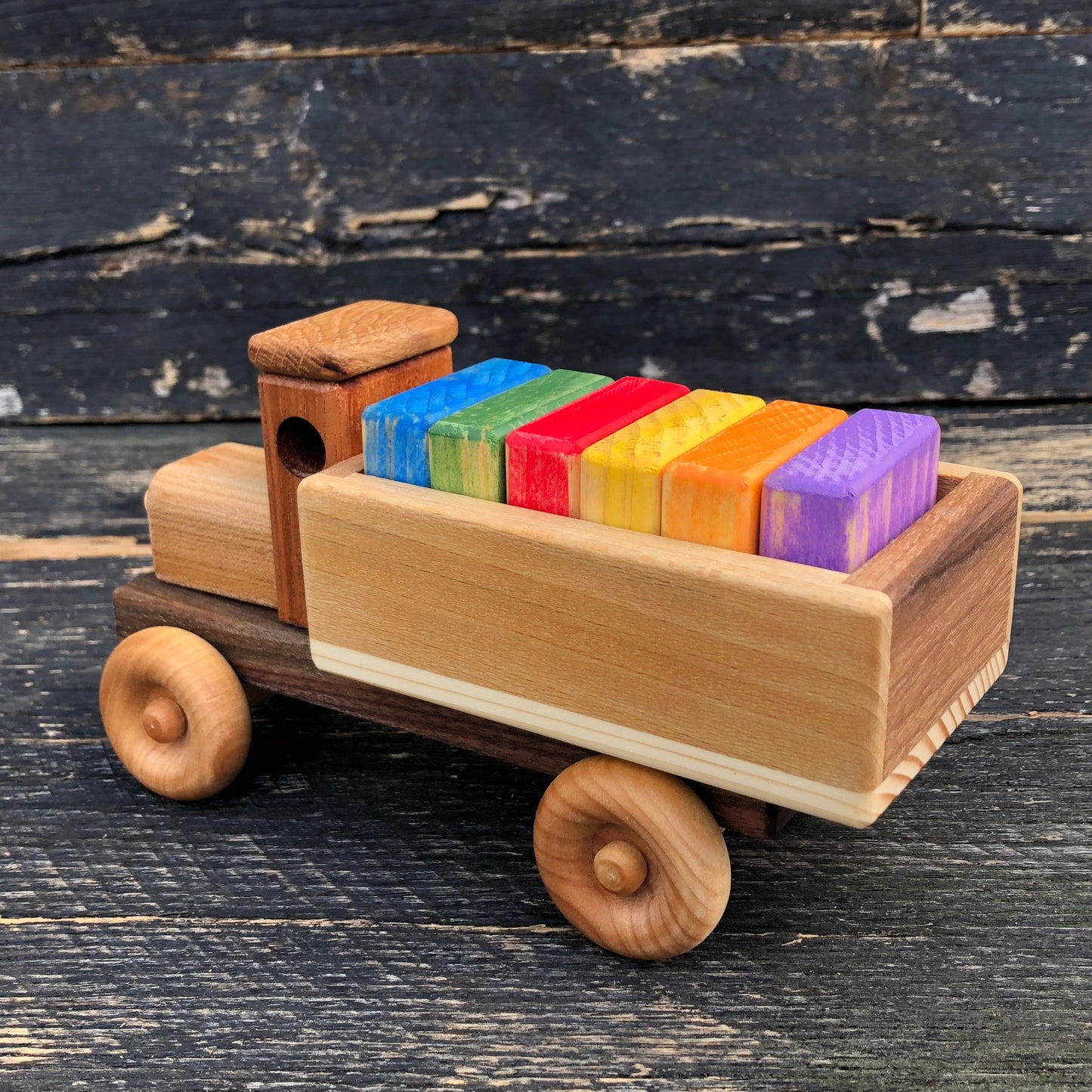 Wooden Toy Truck Colored Blocks