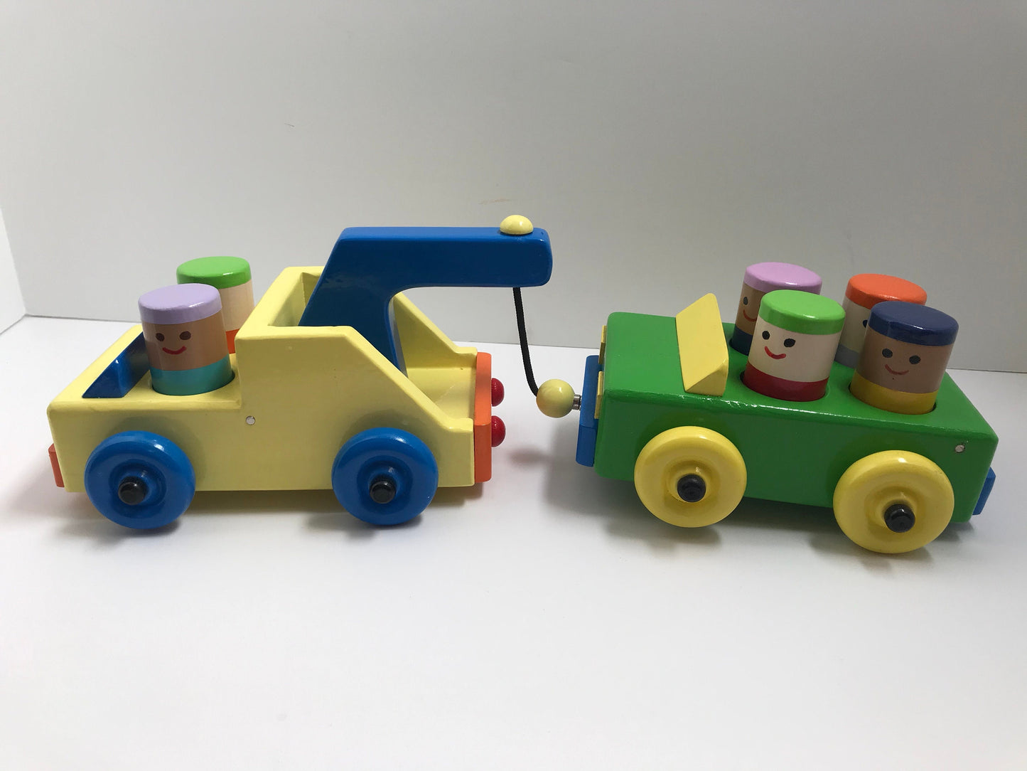 Personalized Wooden Toy Tow Truck with a Car