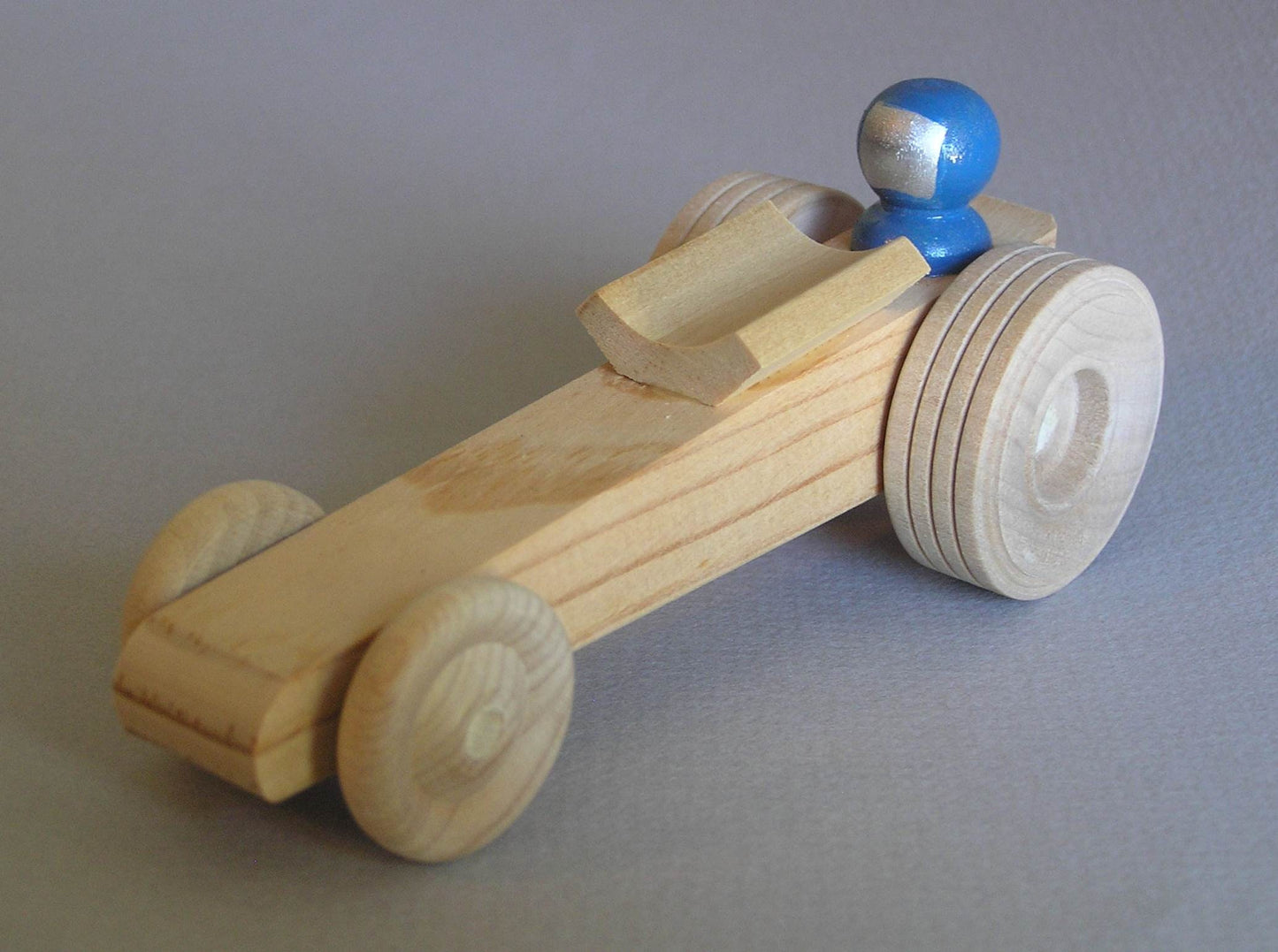 Wooden Toy Drag Racer - Blue Driver