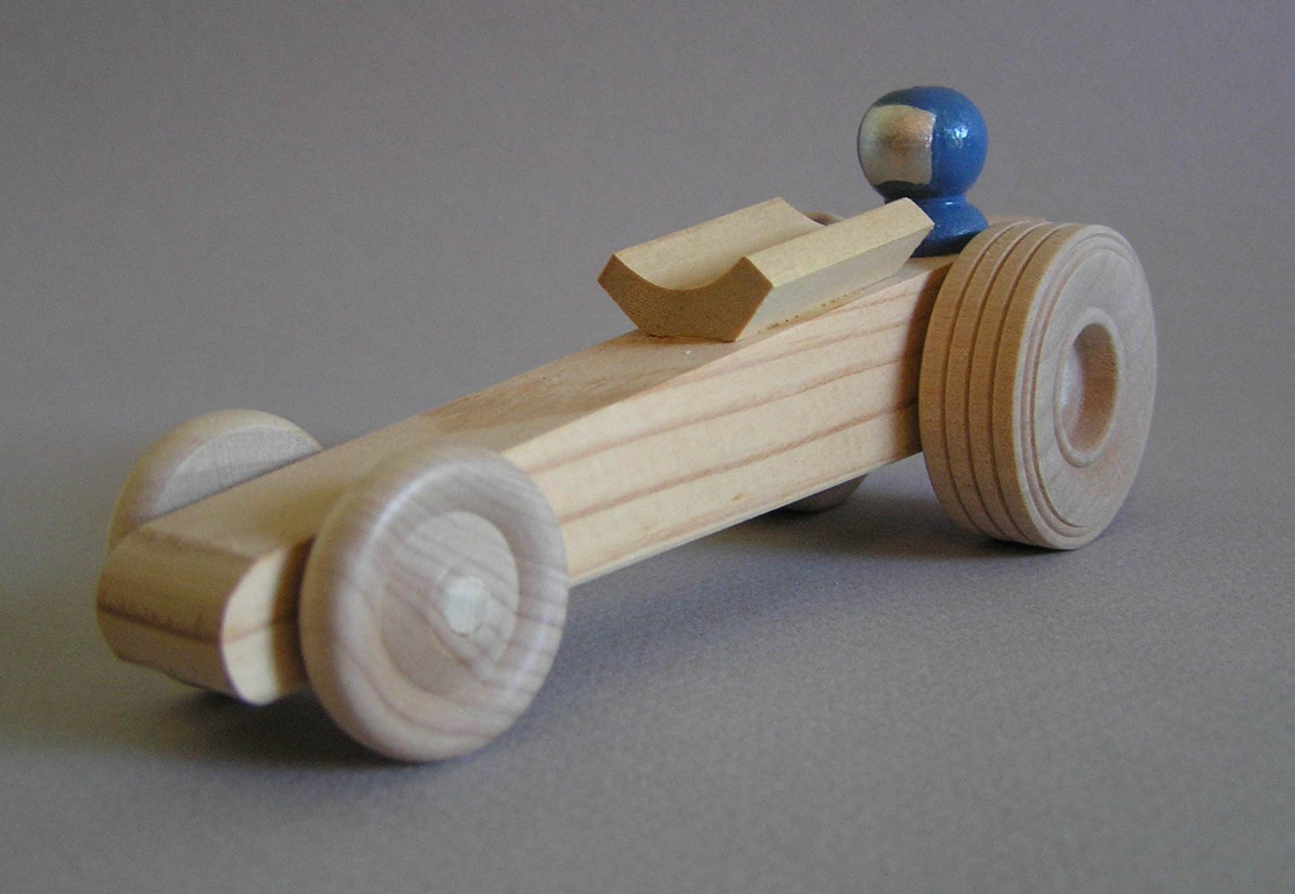 Wooden Toy Drag Racer - Blue Driver