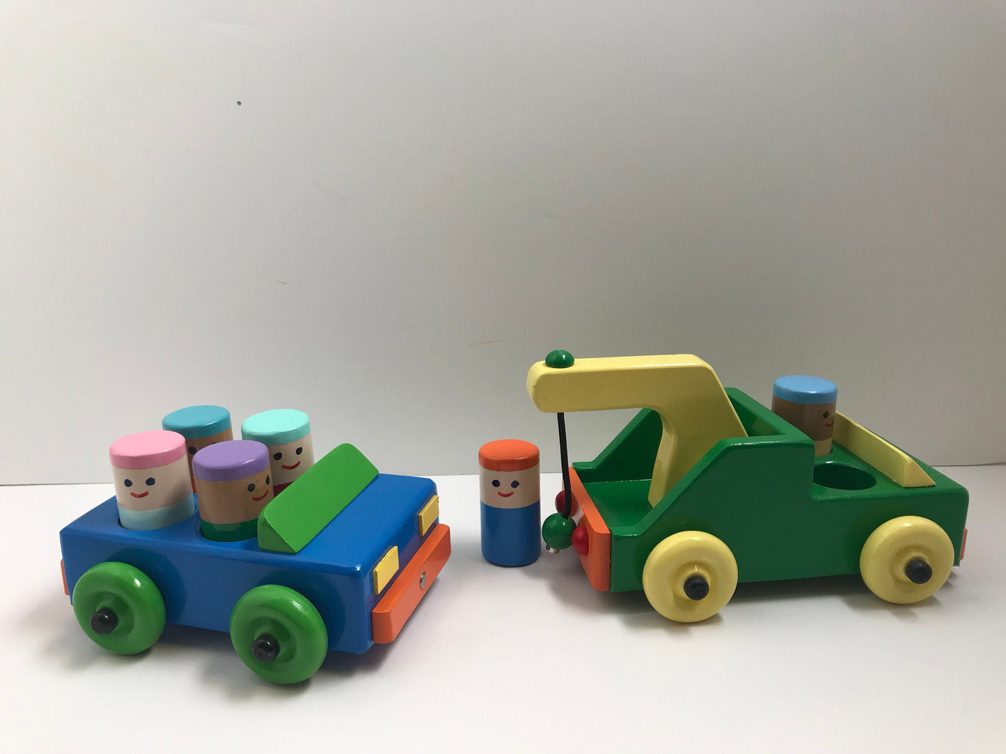 Personalized Wooden Toy Tow Truck with a Car