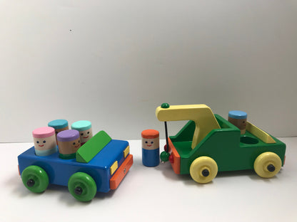 Personalized Wooden Toy Tow Truck with a Car