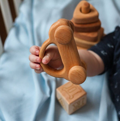 Personalized Wood hand push toy car