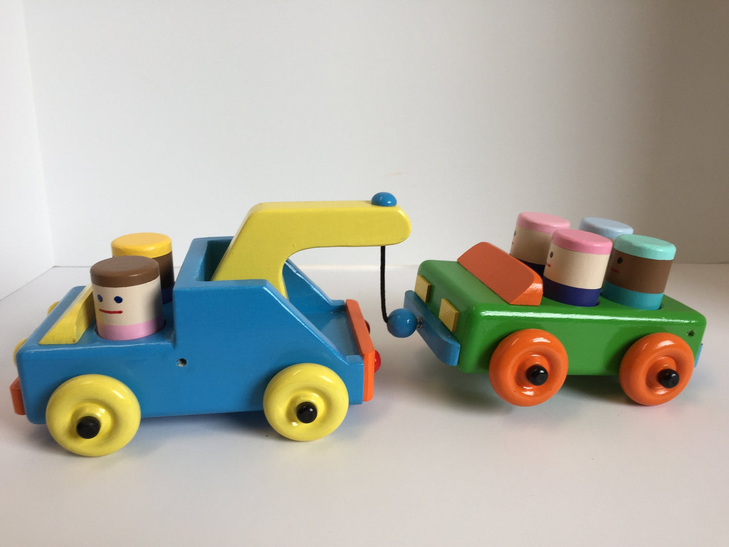 Personalized Wooden Toy Tow Truck with a Car