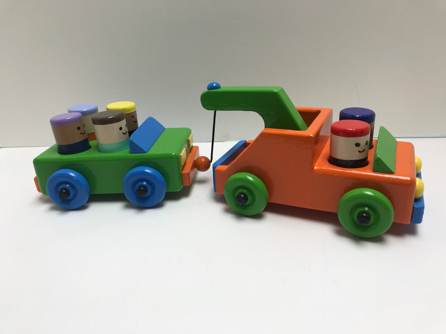 Personalized Wooden Toy Tow Truck with a Car
