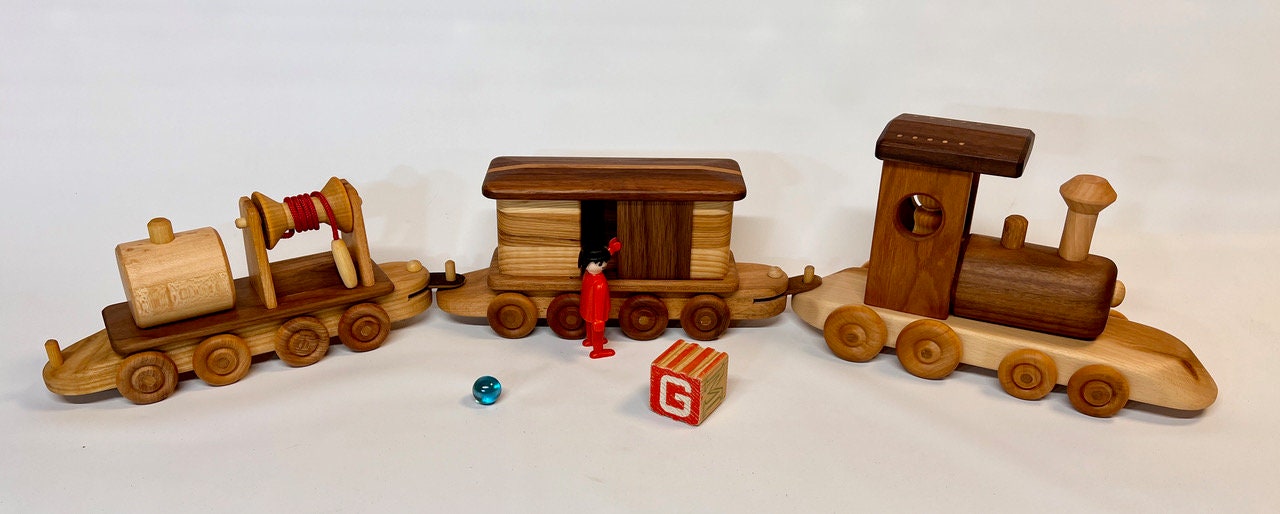 Personalized wooden train toy heirloom hardwood