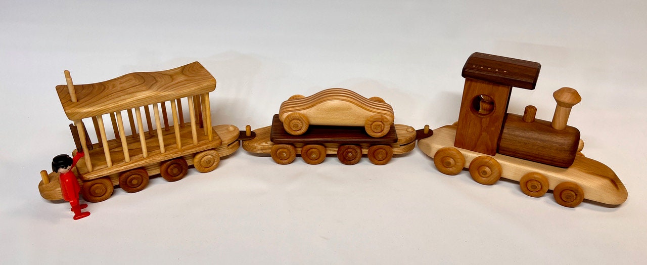Personalized wooden train toy heirloom hardwood