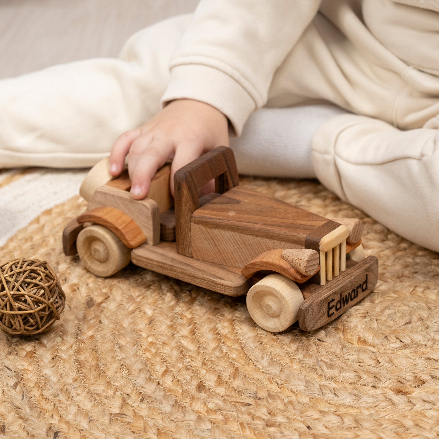 Wooden Retro Car with Name