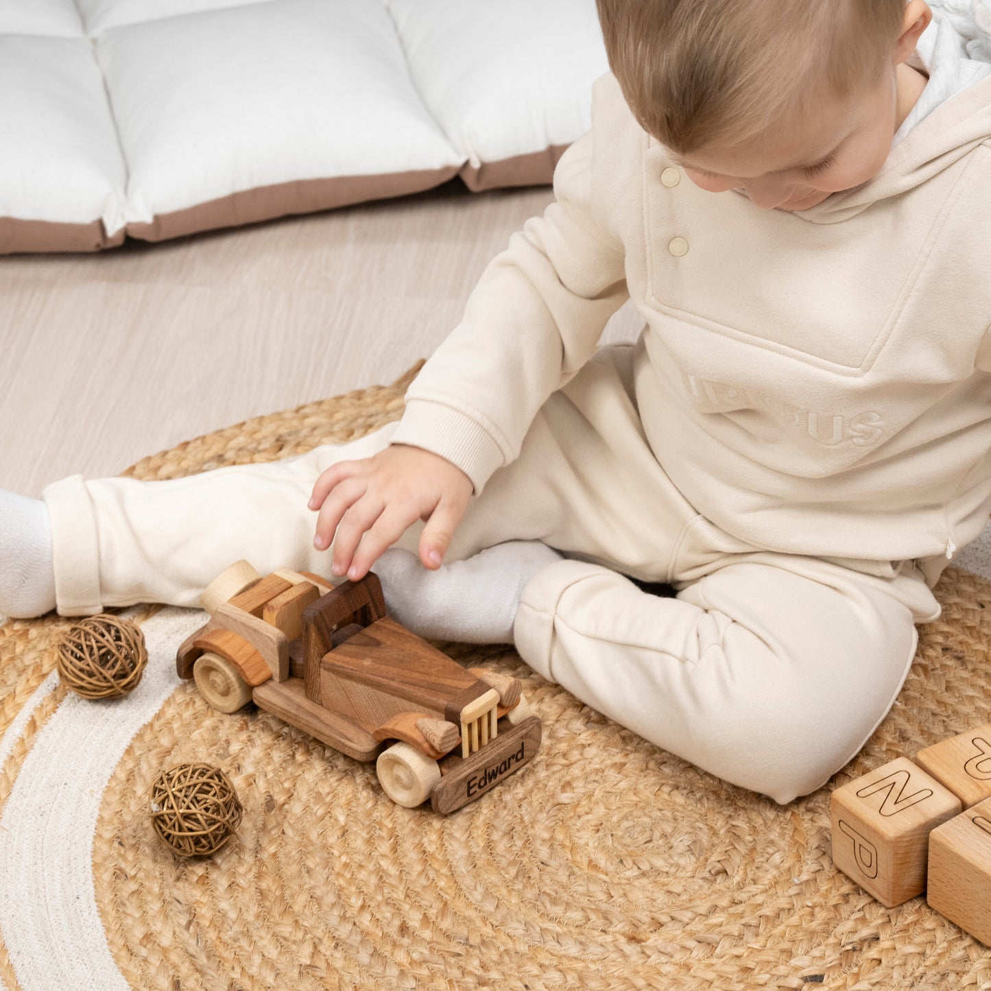 Wooden Retro Car with Name