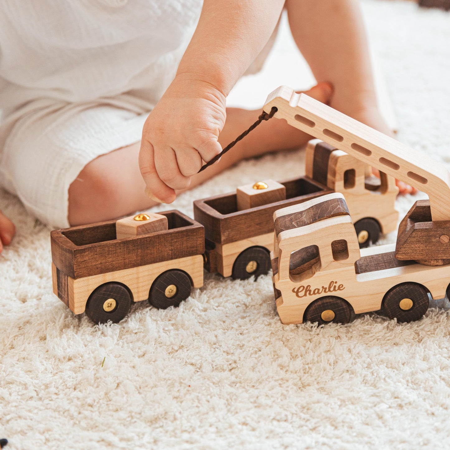Handmade Wooden Dump Truck Toy Birthday Gift