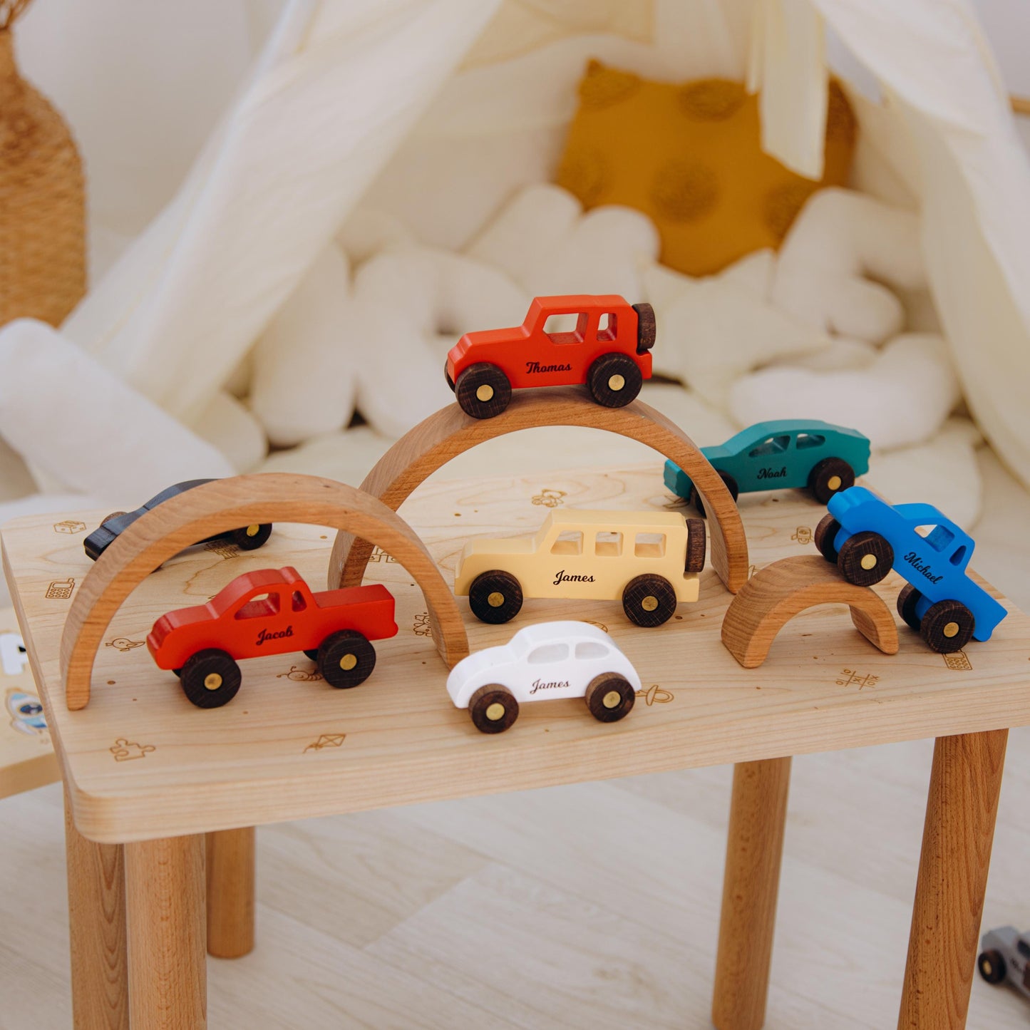 Collect Wooden Cars With Names