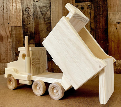Handmade Wooden Dump Truck Toy