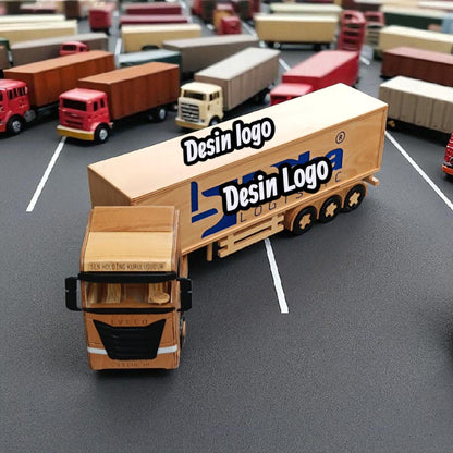 Custom Handmade Wooden Semi Truck with Trailer