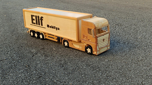 Custom Handmade Wooden Semi Truck with Trailer